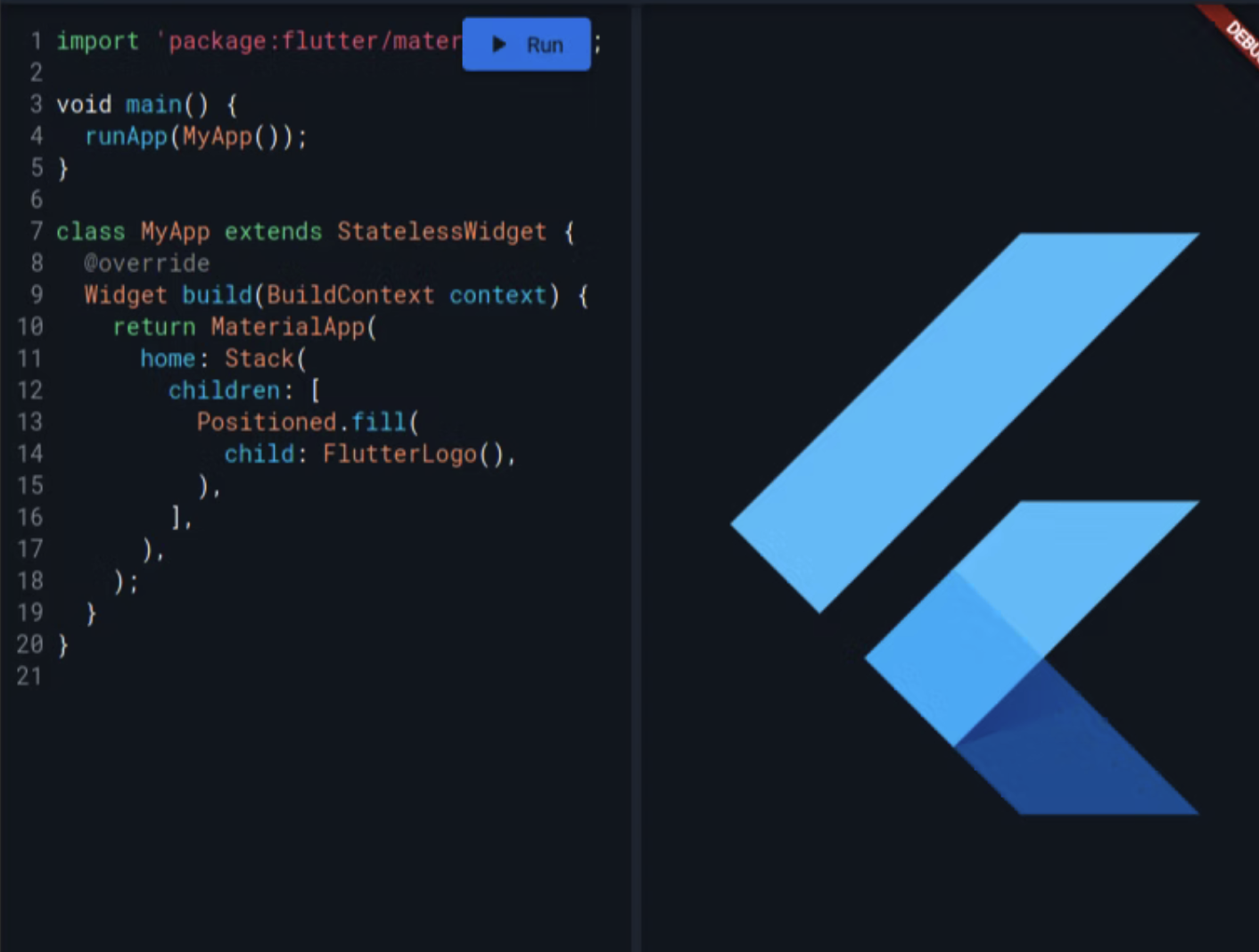 The Flutter logo filling its container