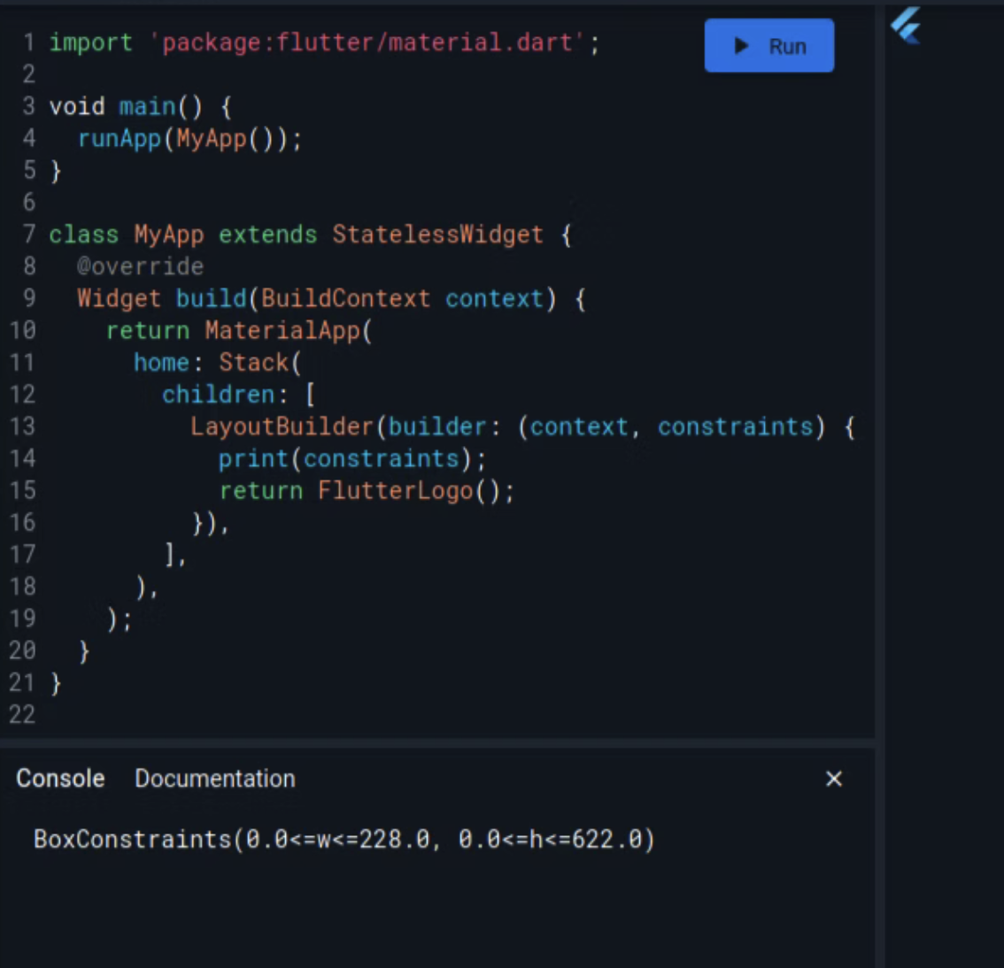 The passed constraints from the Stack widget
